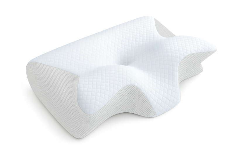 White pillow with textured surface on a white background