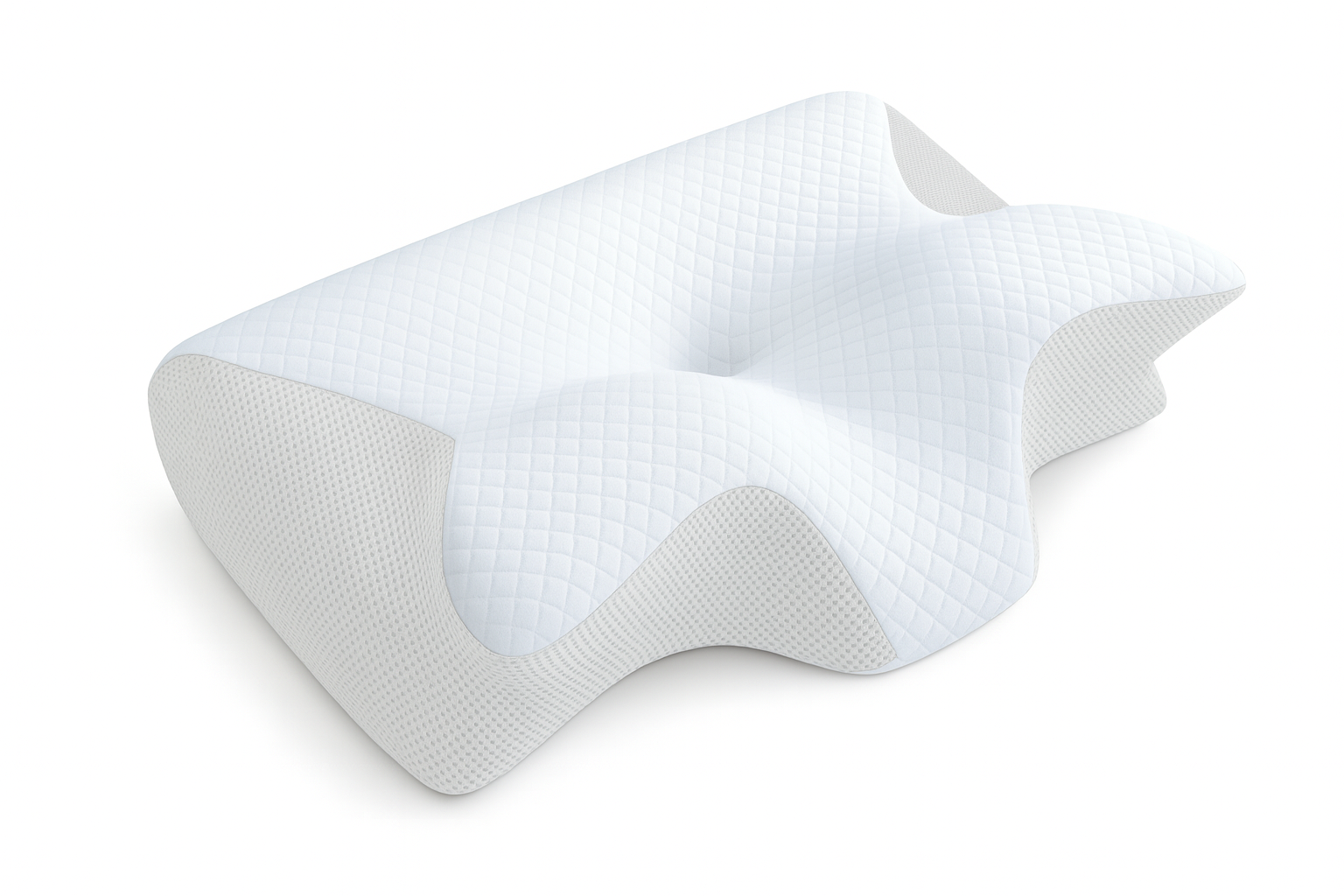 White pillow with textured surface on a white background